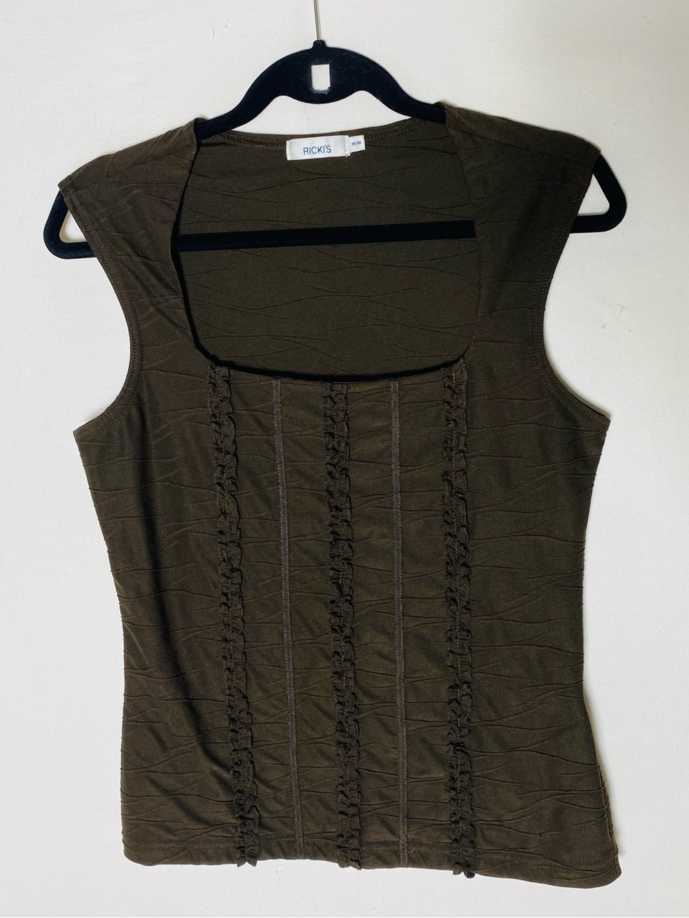 Vintage Y2K Ricki's Fairycore Grunge Earthy Boho Brown Ruffle Panel Tank M